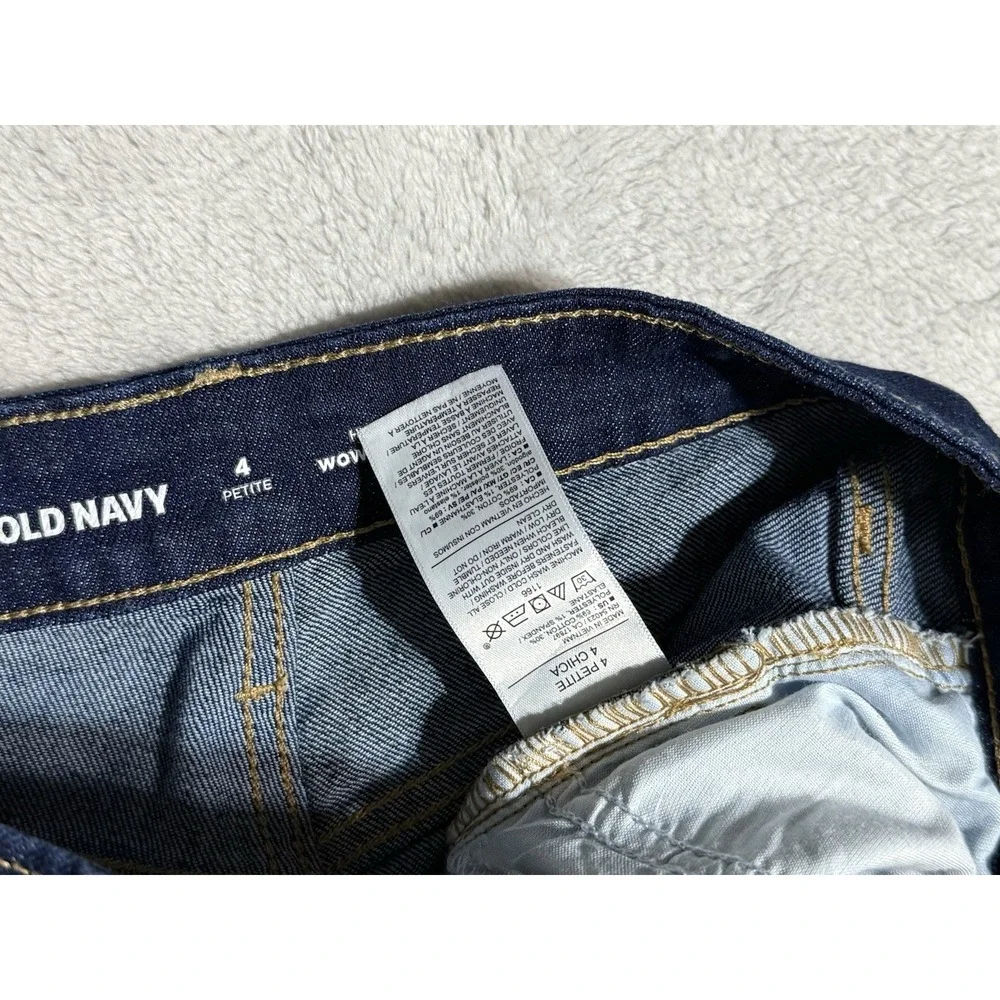 Old Navy Jeans Womens 4‎ Petite Blue High Rise Wow Wide Leg Dark Wash 27x28